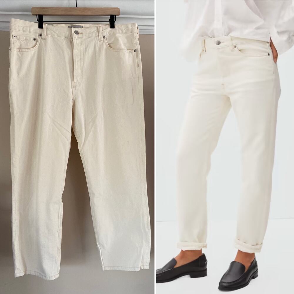 EVERLANE The Rigid Slouch Jean, Ecru / Beige, 33 | 16, NWT